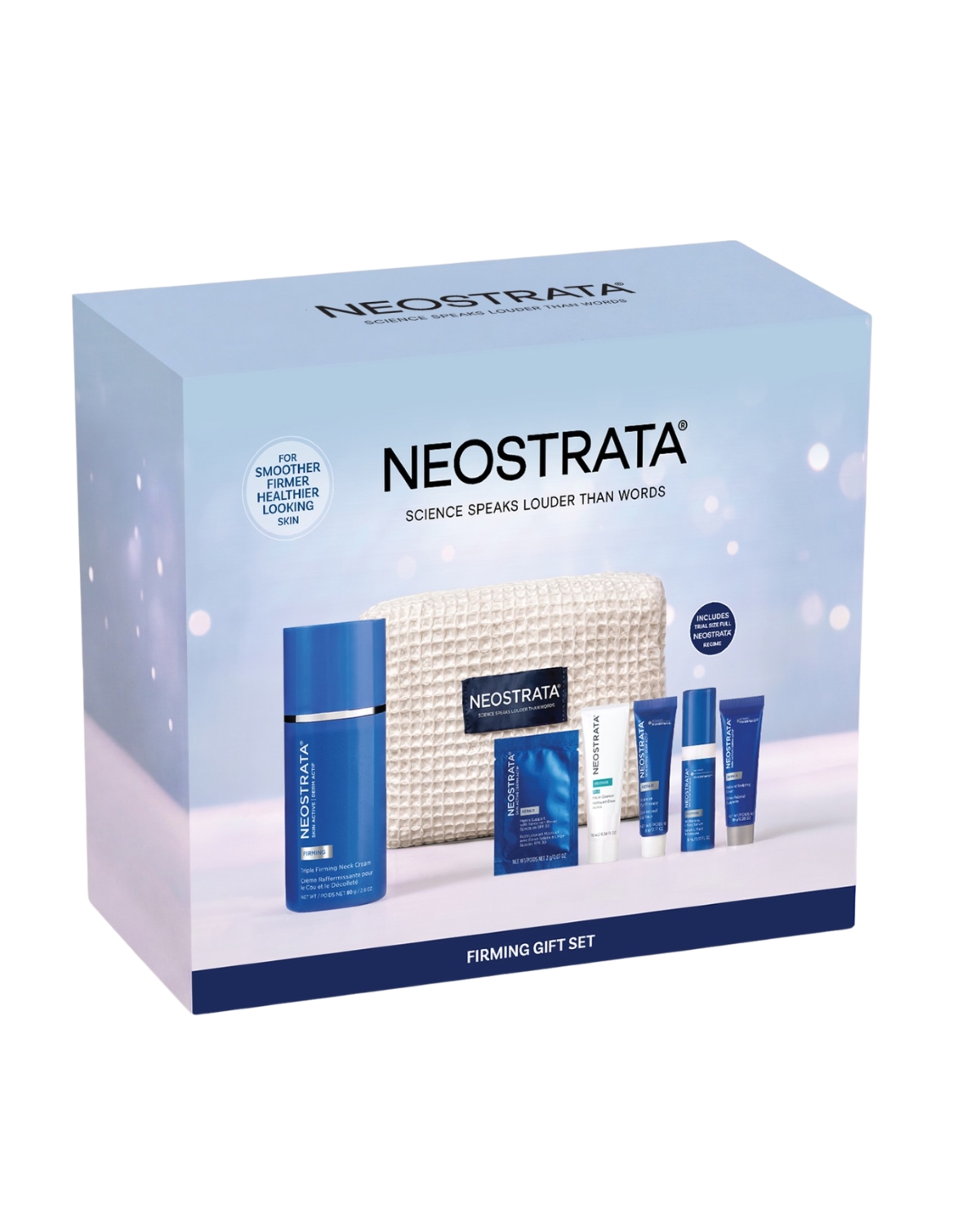 NEOSTRATA Firming Gift Set 2026 box showing the included skincare products and NEOSTRATA essentials beauty bag