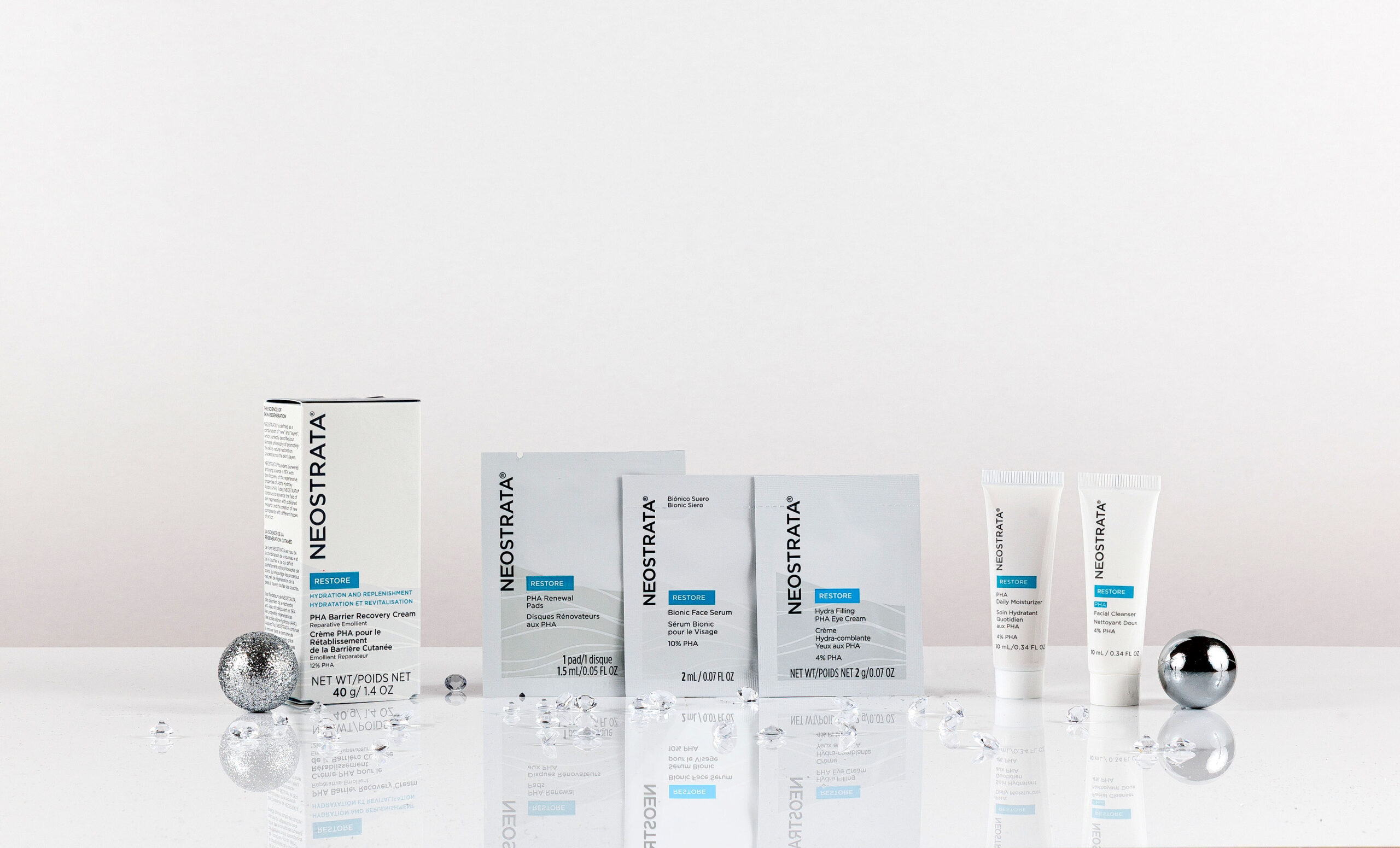 PHA Barrier Recovery Cream 40g with the five trial-size products in the NEOSTRATA Restore Gift Set