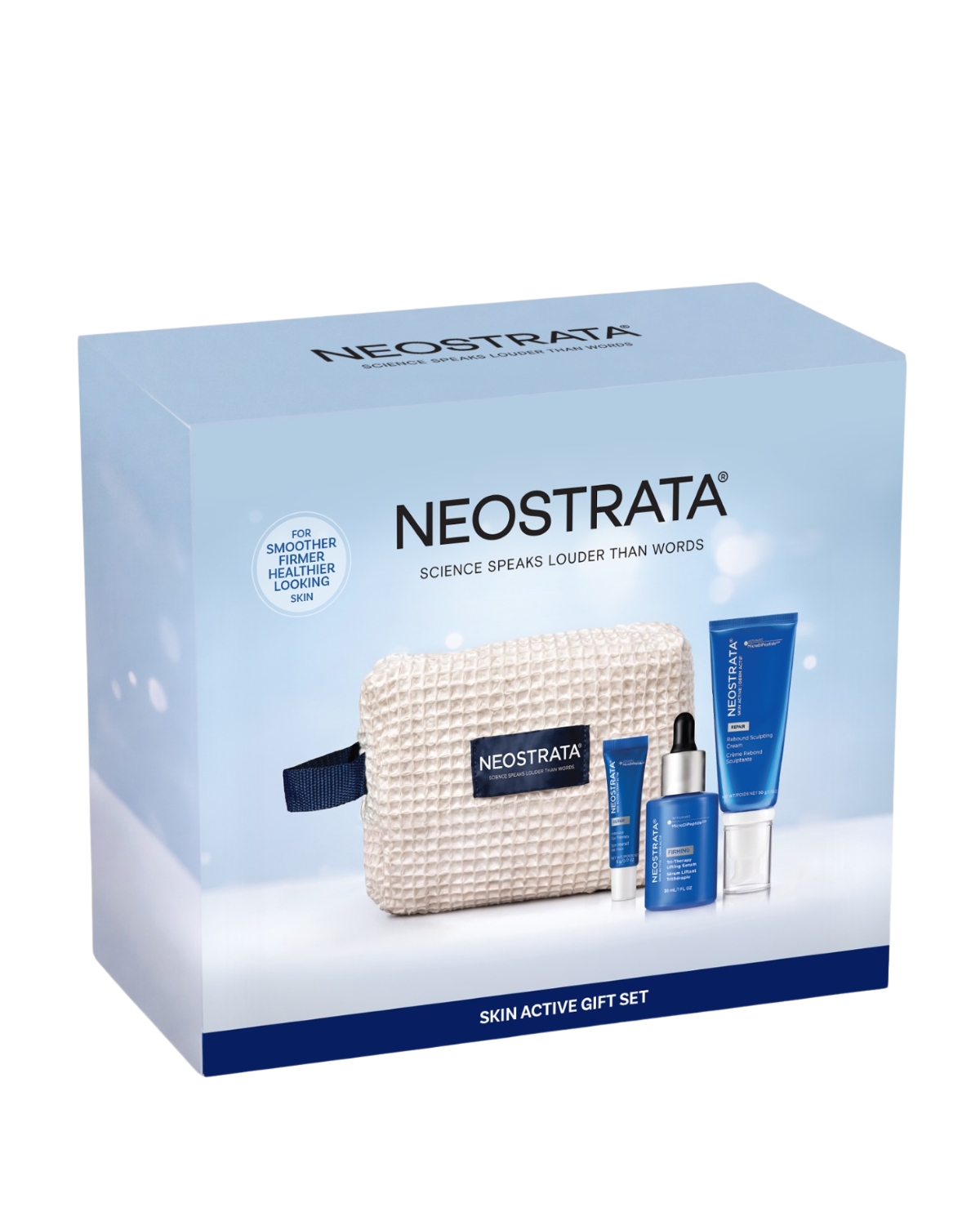 NEOSTRATA Skin Active Gift Set with Rebound Sculpting Cream, Tri-Therapy Lifting Serum, Intensive Eye Therapy and beauty bag